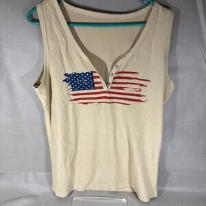 Womens XL Americana Patriotic Tank Top ZZ